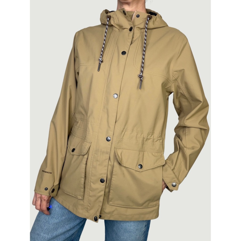 Eddie Bauer Charly Weatheredge Coat Rain Jacket Khaki Tan Parka Hooded Anorak M